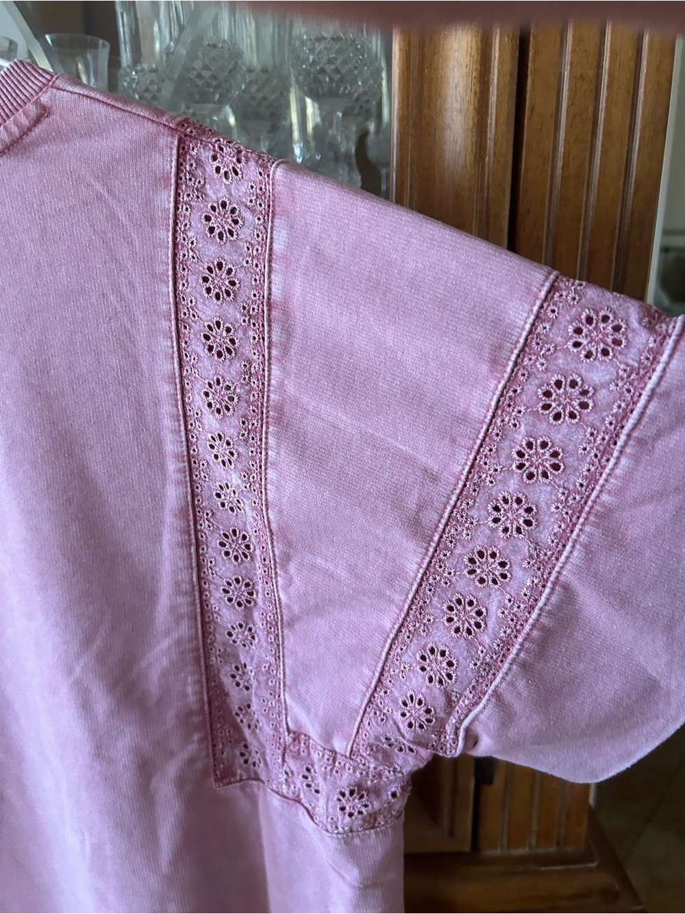 Jane and Delancey Dusty Mauve Eyelet Short-Sleeve Tee - Picture 5 of 6